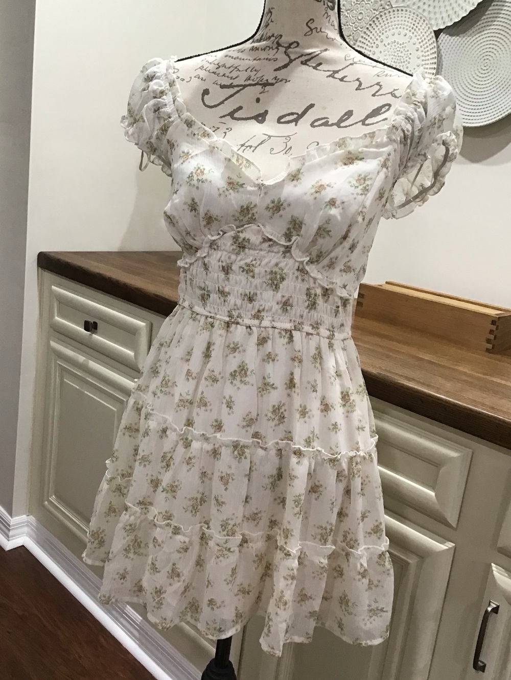 Love Tree Cream Floral Tiered Dress